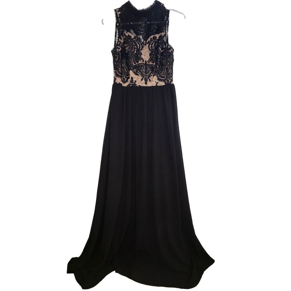 Soieblu Women's Formal Black and Tan Sequin Long Dress Size Small